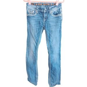 Rock‎ Revival Embellished Betty Mid Rise Bootcut Jeans Size 27 Style E8441MBL